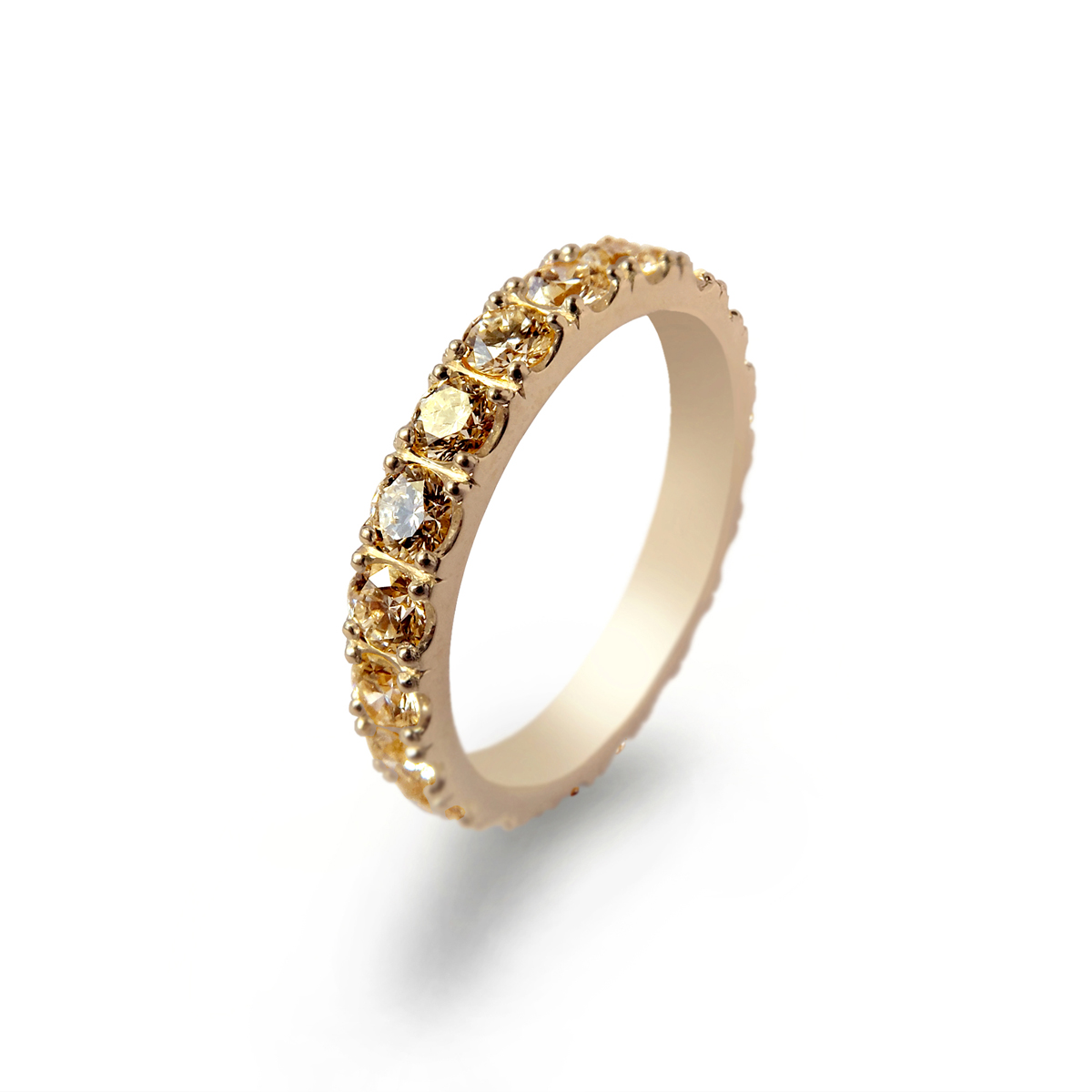 Eternity pierścionek obrączkowy z brylantami fancy brown koniakowymi łącznie 1ct - Marcin Czop Autorska Pracownia Biżuterii