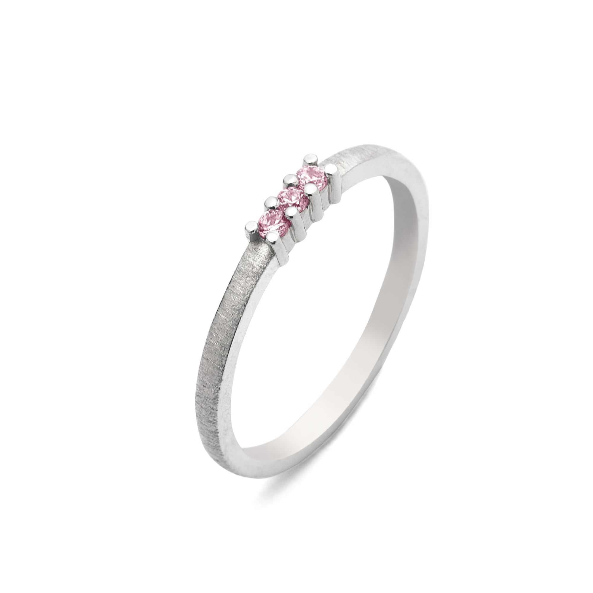 Pierścionek zaręczynowy z różowymi szafirami - białe złoto14kt - Marcin Czop Autorska Pracownia Biżuterii